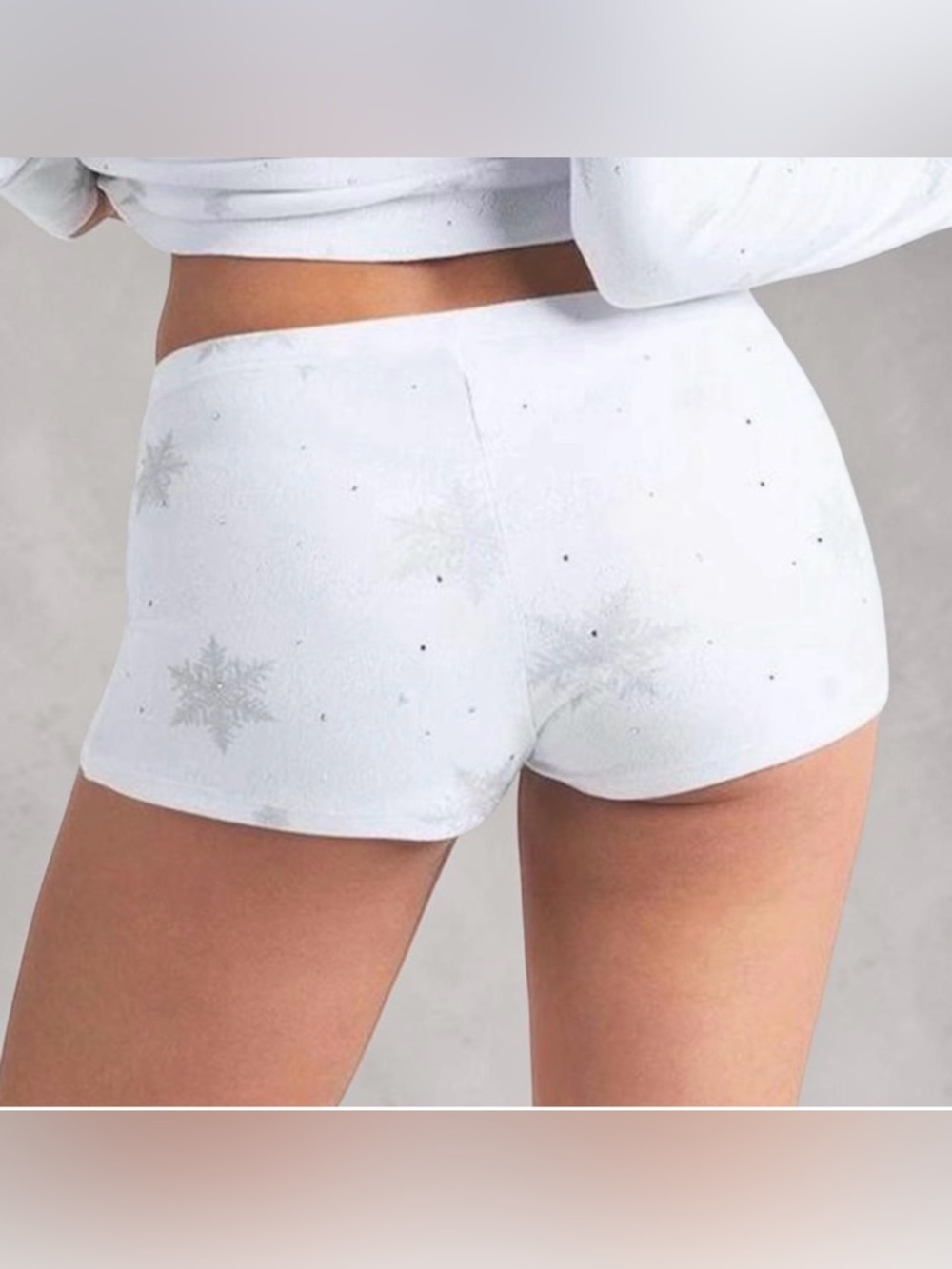 SKIMS Terry Logo Plush Pointelle Shorts | Snowflake | XXS | NWT ❄️